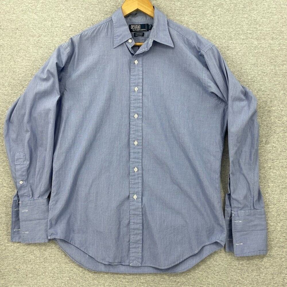 Polo Ralph Lauren Button Up Shirt Mens 15 Blue Check Long Sleeve Chatfield